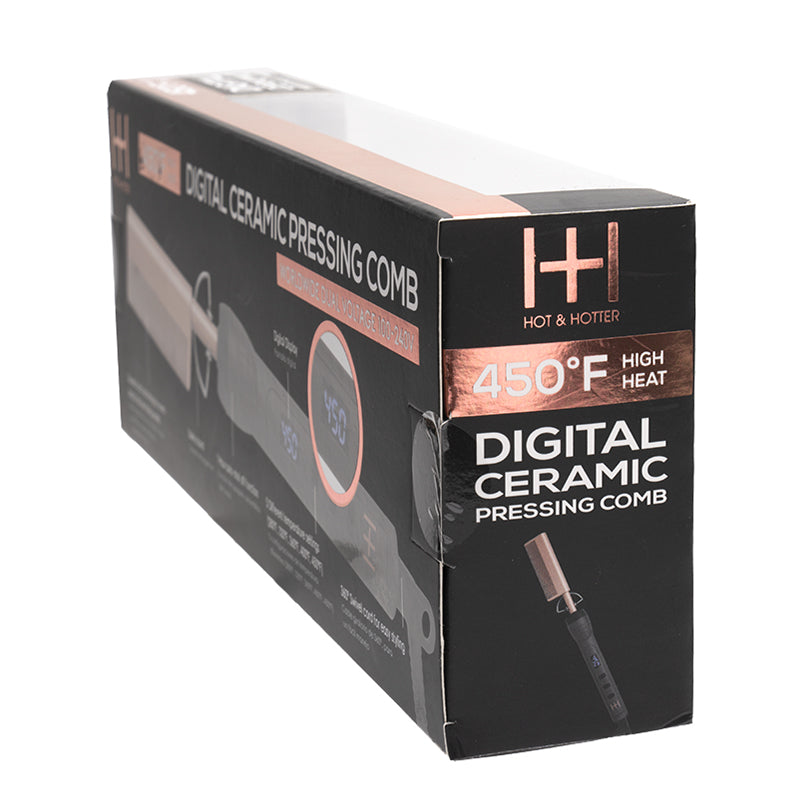 ANNIE Hot Hotter digital ceramic pressing comb packaging box showing 450 F high heat label and product image