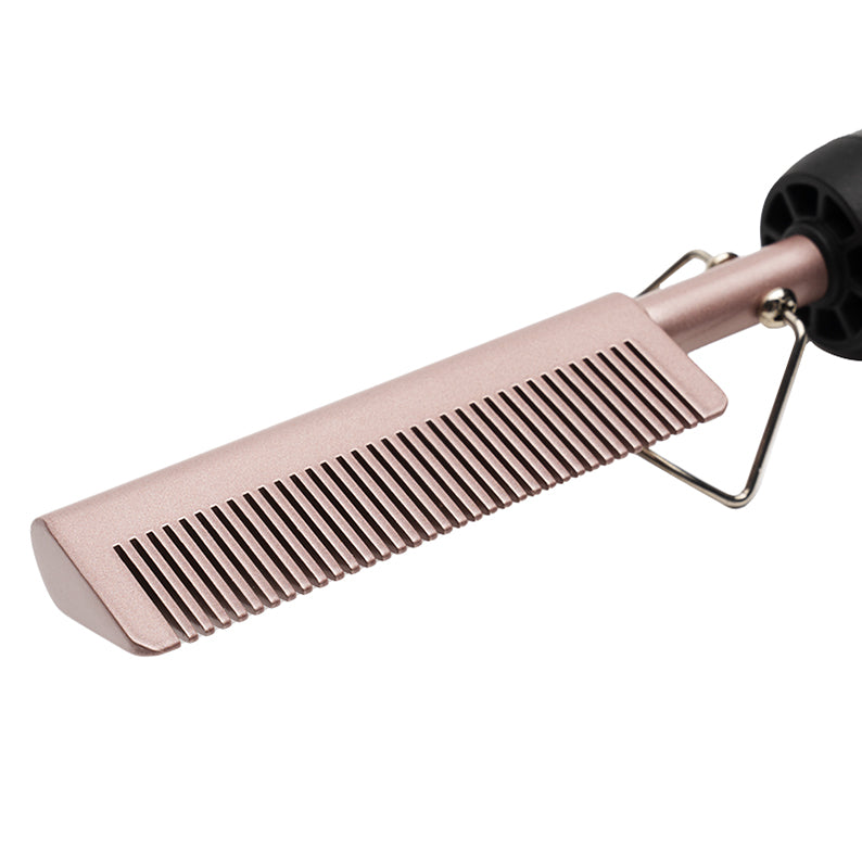 ANNIE digital ceramic pressing comb in rose gold with ergonomic handle for smoothing and styling hair