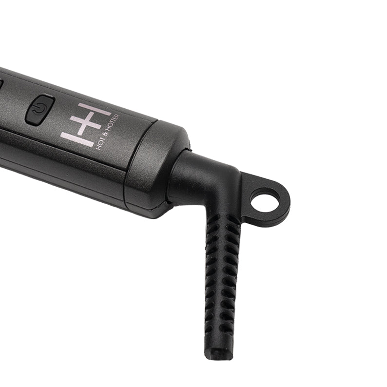 ANNIE digital ceramic pressing comb black handle with power buttons and swivel cord loop for easy styling