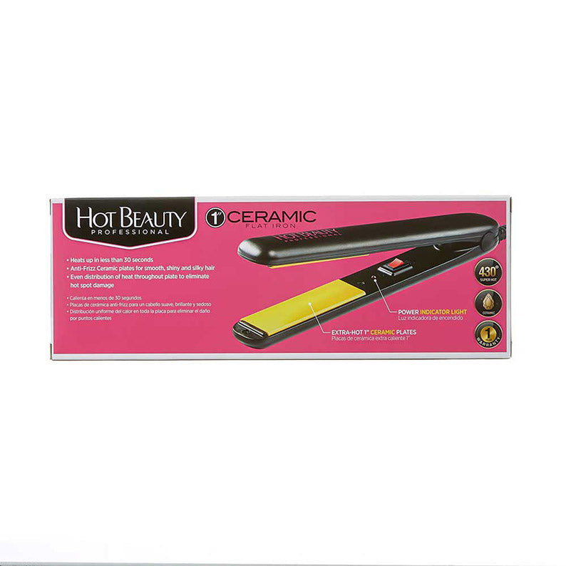 RED BEAUTY by KISS ceramic flat iron 1 inch black professional hair straightener with ceramic plates and power indicator