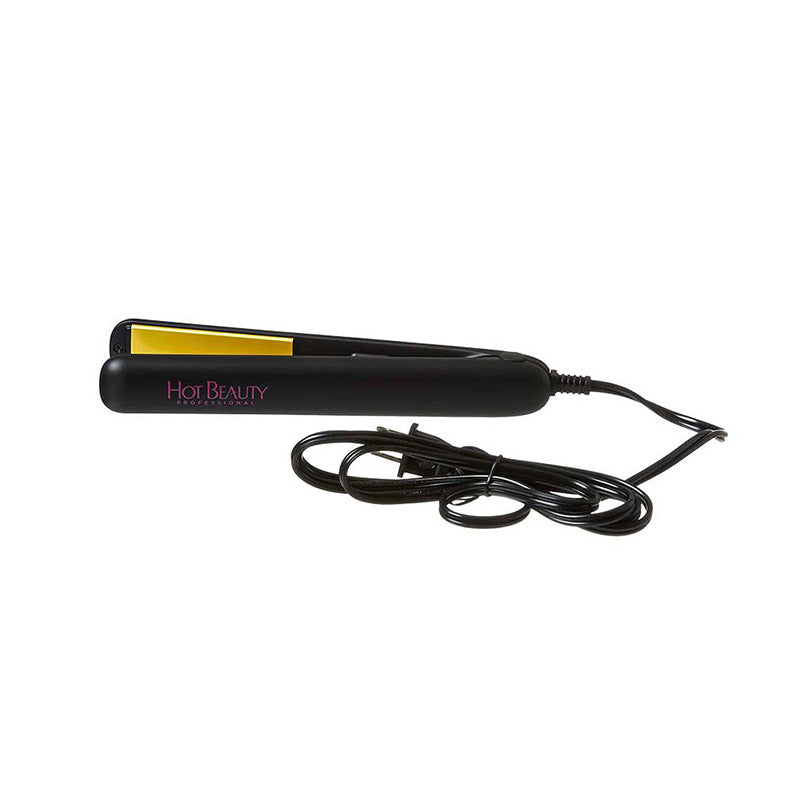 RED BEAUTY by KISS ceramic flat iron 1 inch black styling tool with yellow plates and swivel cord