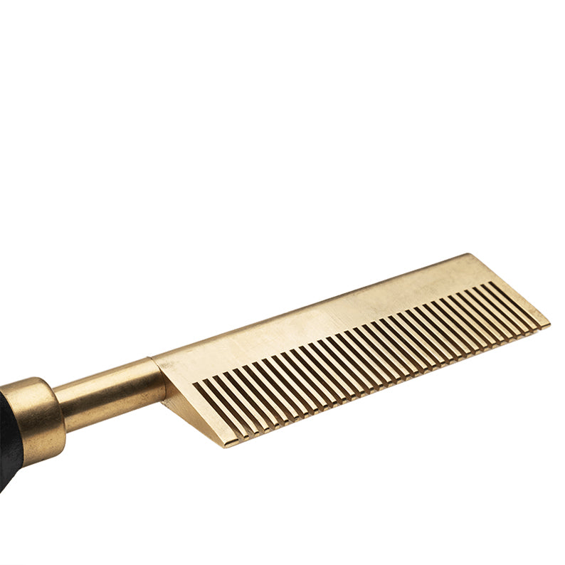 ANNIE gold metal electric straightening hot comb with fine teeth for smoothing and styling hair