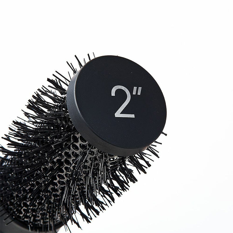 RED BEAUTY by KISS large thermal round brush for hair styling 2 inch black vented barrel with nylon bristles