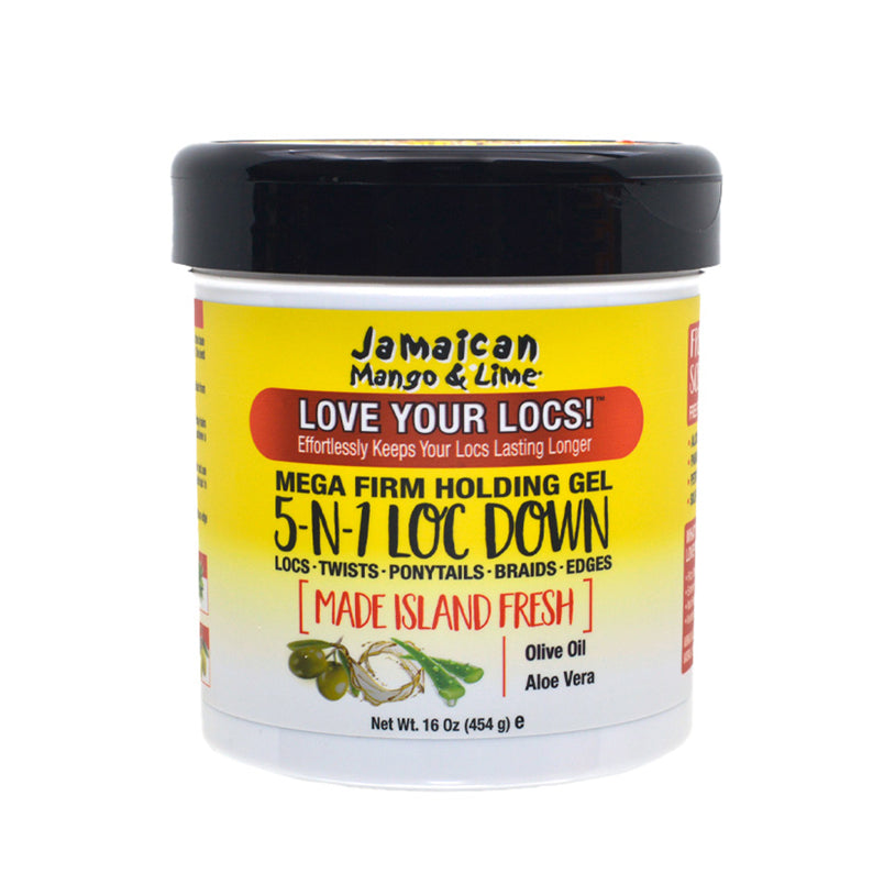 Jamaican Mango and Lime 5 in 1 Mega Firm Holding Gel jar Made Island Fresh with olive oil and aloe vera mega hold gel for locs