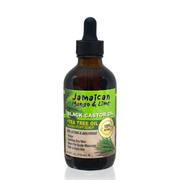 Jamaican Mango and Lime brown dropper bottle of Jamaican black castor oil tea tree for scalp and hair care