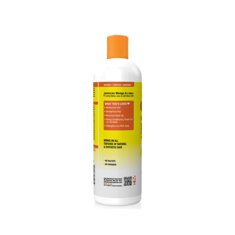 Jamaican Mango and Lime bottle loc detangler for natural hair with orange cap and yellow label