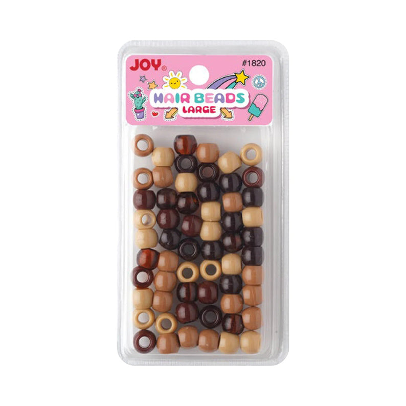 ANNIE black and brown hair beads packaged in clear plastic with assorted large beads for styling