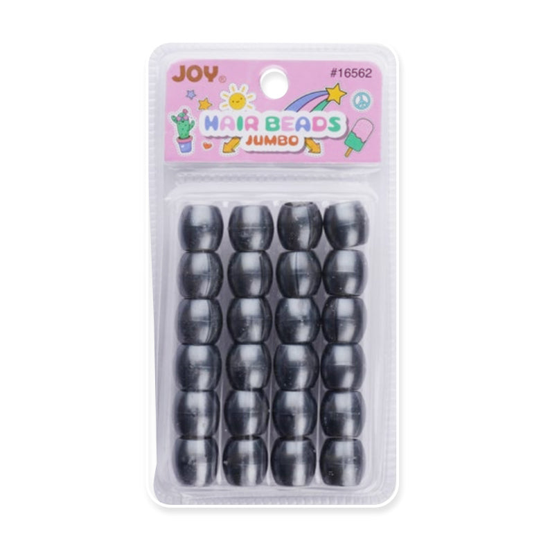 ANNIE black jumbo oval hair beads pack of 20 in clear blister card packaging for braids and hairstyles