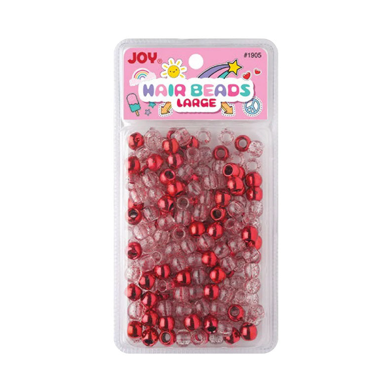 ANNIE package of clear and metallic red beads in plastic blister pack large red hair beads for braids