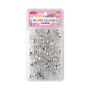 ANNIE large silver metallic hair beads packaged with clear beads for hair styling accessories