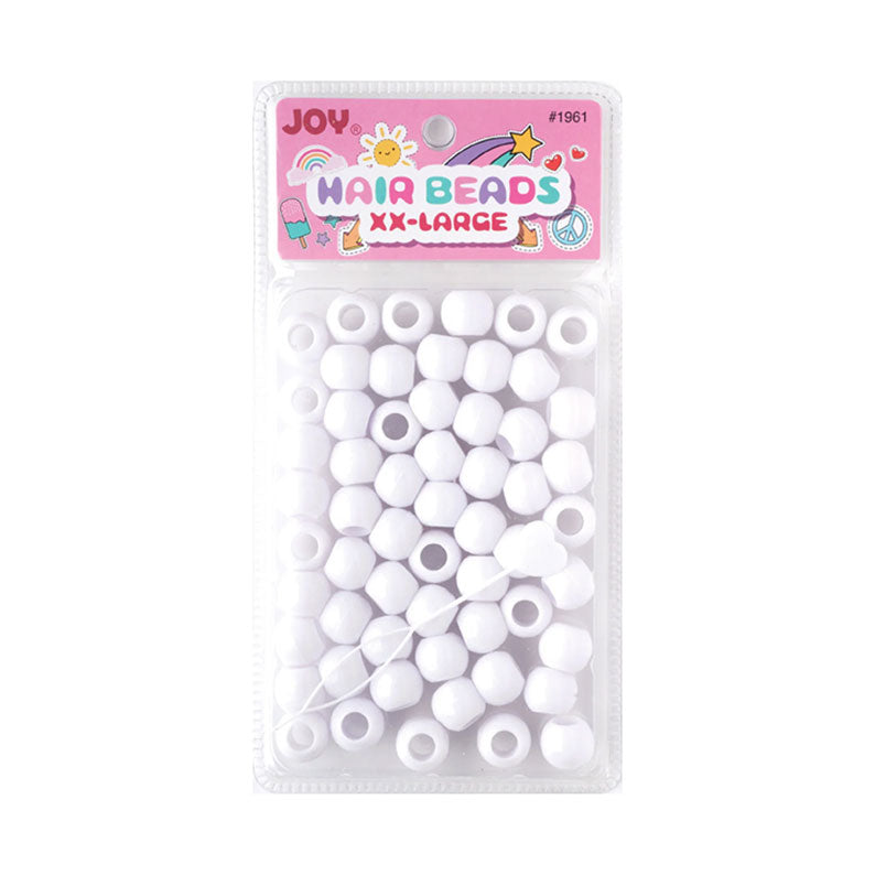 ANNIE pack of large white hair beads for braids in clear blister pack for styling and braiding