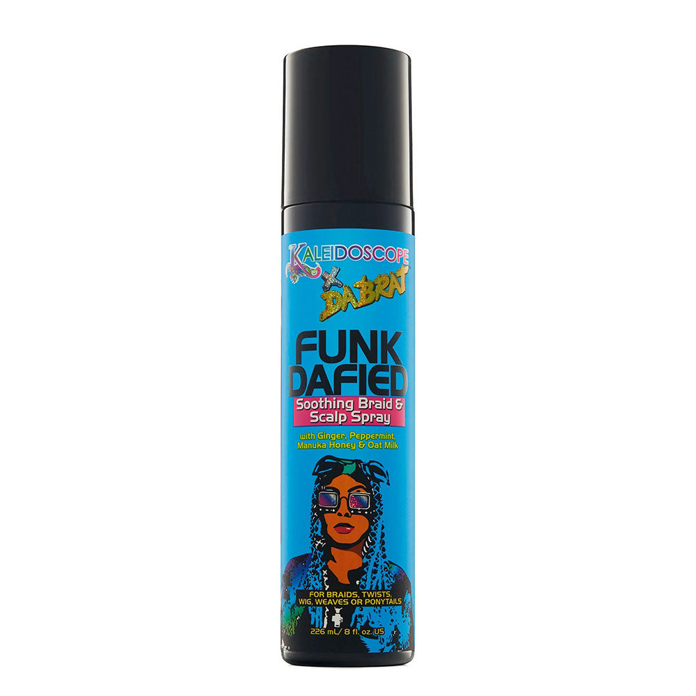 KALEIDOSCOPE Funk Daffed soothing braid and scalp spray blue bottle for braided hair and scalp care