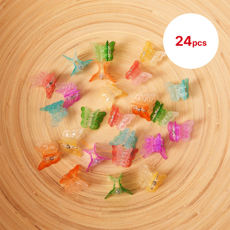 Set of 24 colorful kids butterfly hair clips by RED BEAUTY by KISS for fun and stylish hair accessories