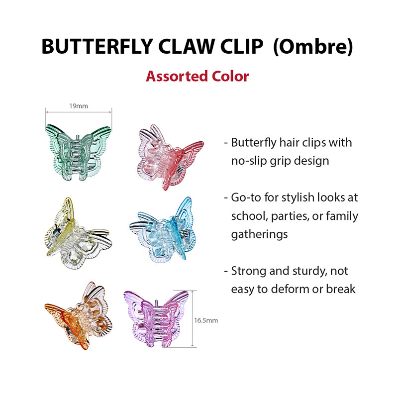 Assorted color kids butterfly hair clips with no-slip grip and sturdy design by RED BEAUTY by KISS