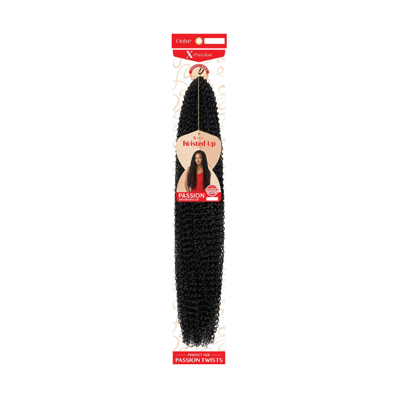 OUTRE kinky passion twist hair extensions in black braided style perfect for passion twists