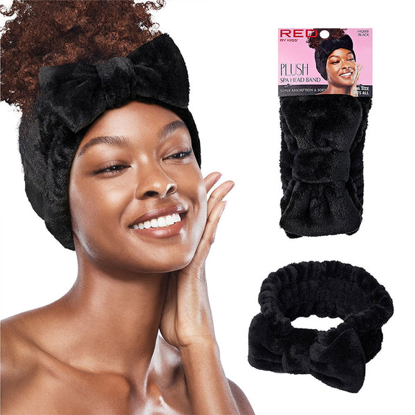 #Hq99 Bandeau de tête en peluche Spa [Noir]
