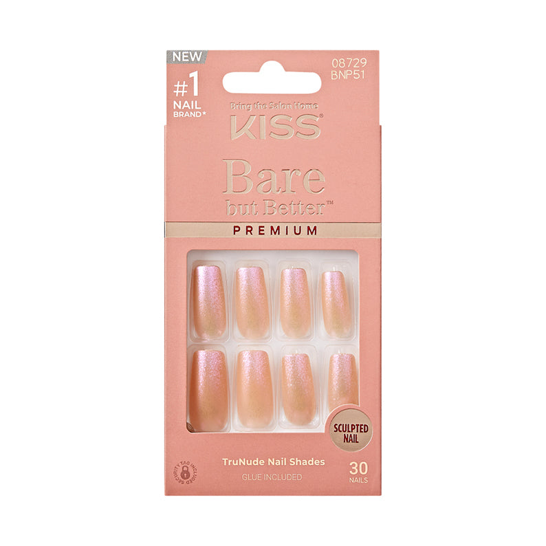 IVY BEAUTY by KISS Kiss Bare But Better nails premium pale pink iridescent sculpted press on nail set