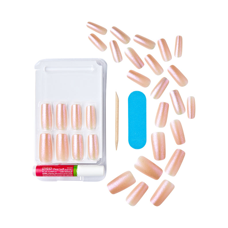 IVY BEAUTY by KISS Kiss Bare But Better nails press on pearlescent nude pink coffin set with glue file and cuticle stick
