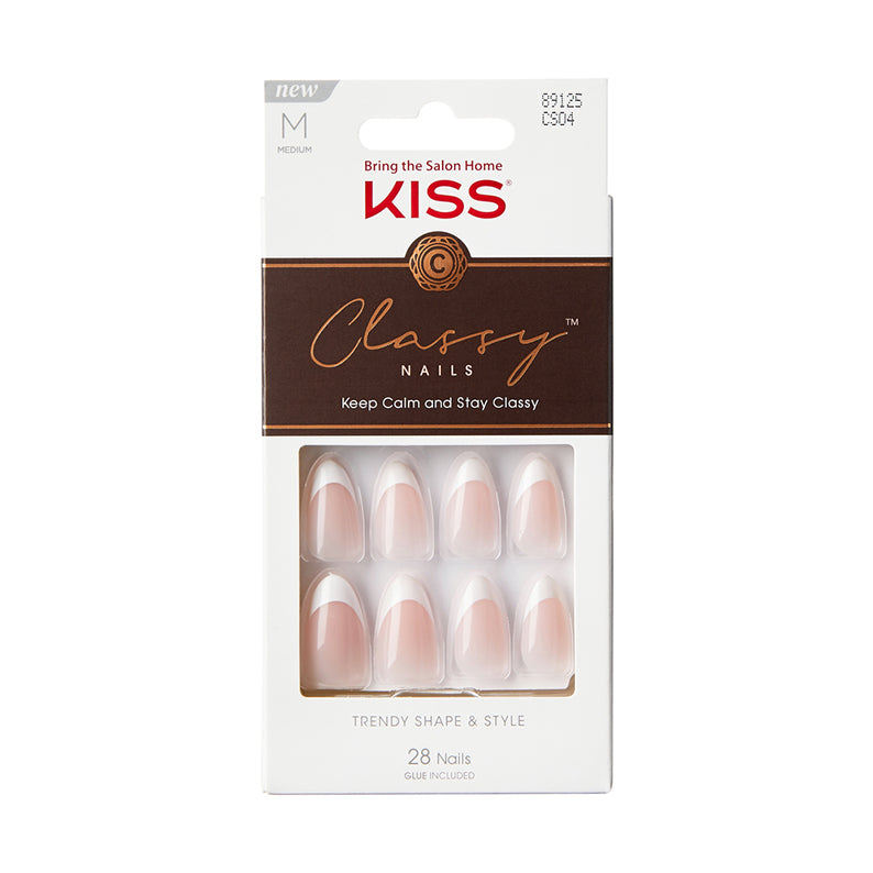 Kiss Classy press on nails 28 piece IVY BEAUTY by KISS natural pink French almond press on set