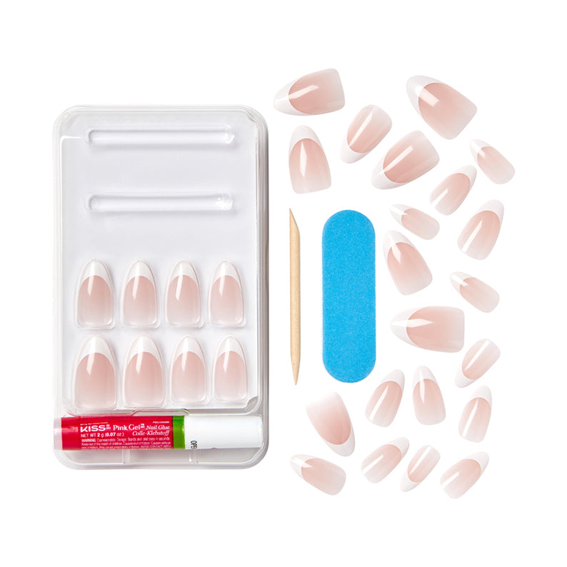 IVY BEAUTY by KISS Kiss Classy press on nails nude French tip set with glue file and cuticle stick