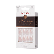 Kiss Classy silk dress press on nails. IVY BEAUTY by KISS box with 28 blush almond French press on nails