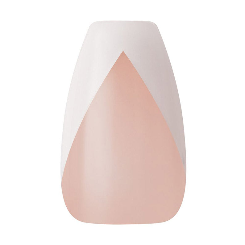 Kiss Classy silk dress press on nails IVY BEAUTY by KISS pale pink nail with white geometric French tip