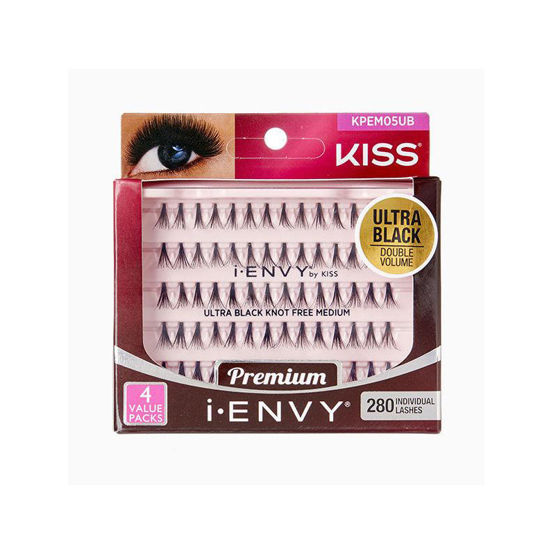 Kiss Ienvy ultra black medium lashes individual cluster false eyelash pack 280 lashes by IVY BEAUTY by KISS