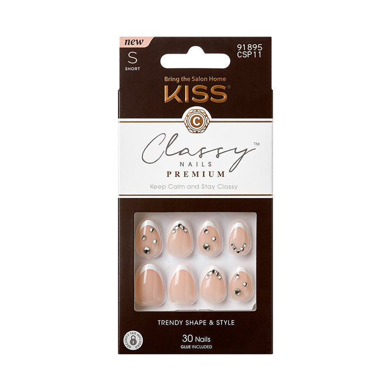 IVY BEAUTY by KISS premium press on nails nude short set with rhinestone accents 30 nails included