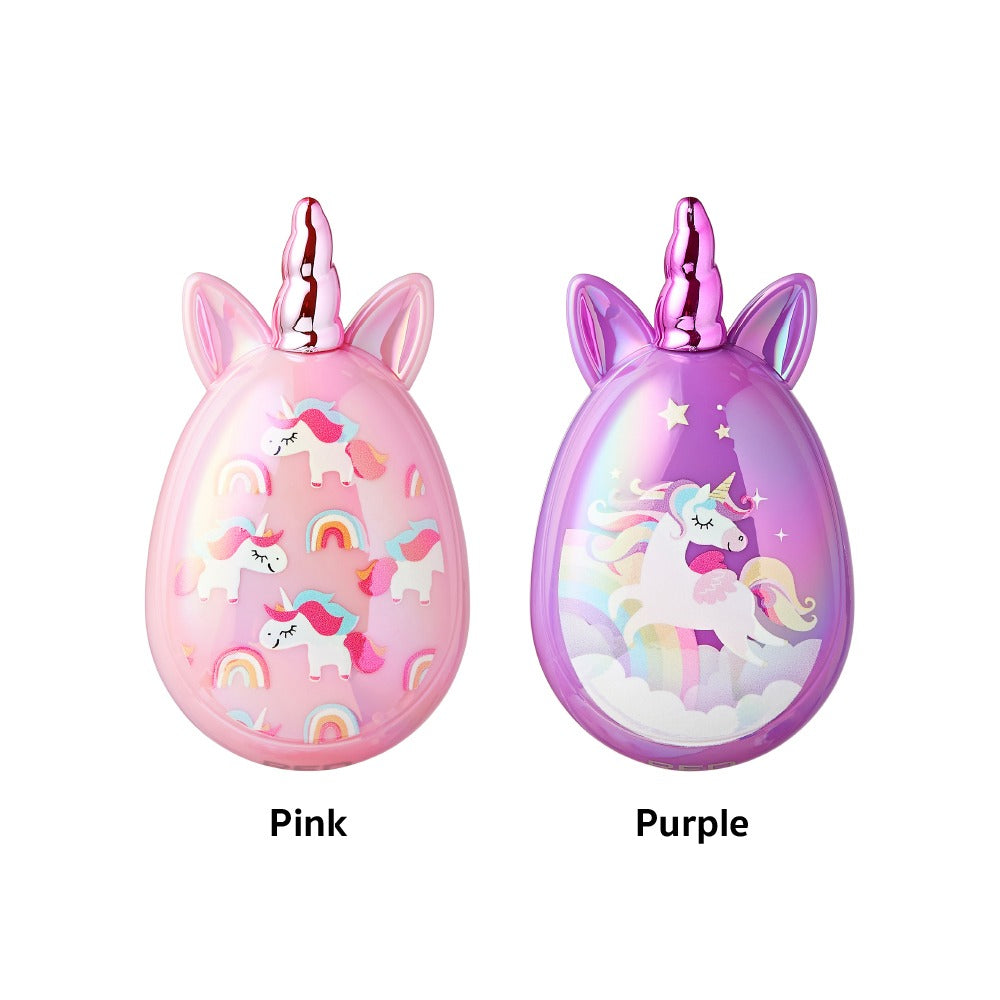 unicorn detangling brush for kids set of two egg shaped pink and purple brushes with unicorn horn and rainbow prints