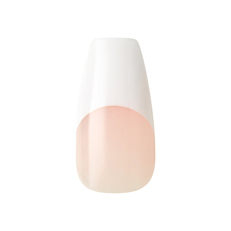 IVY BEAUTY by KISS wider fit French acrylic nails single square nail with white tip and natural pink base