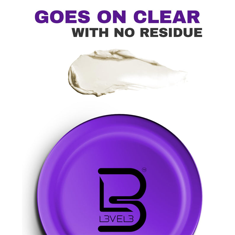 L3VEL3 hair styling paste long-lasting hold purple jar lid with clear white paste smear no residue claim
