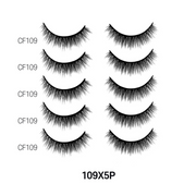 LAFLARE 3D cashmere eyelashes value pack showing five natural black flared lash pairs in style CF109