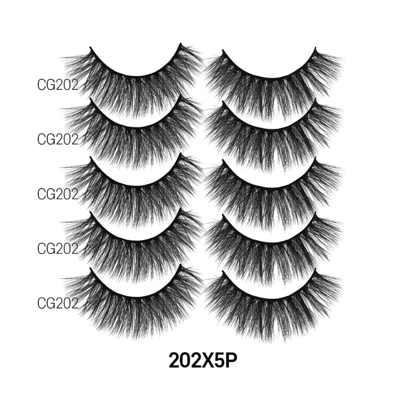 LAFLARE 3D cashmere eyelashes value pack CG202 five pairs wispy dramatic black false lashes