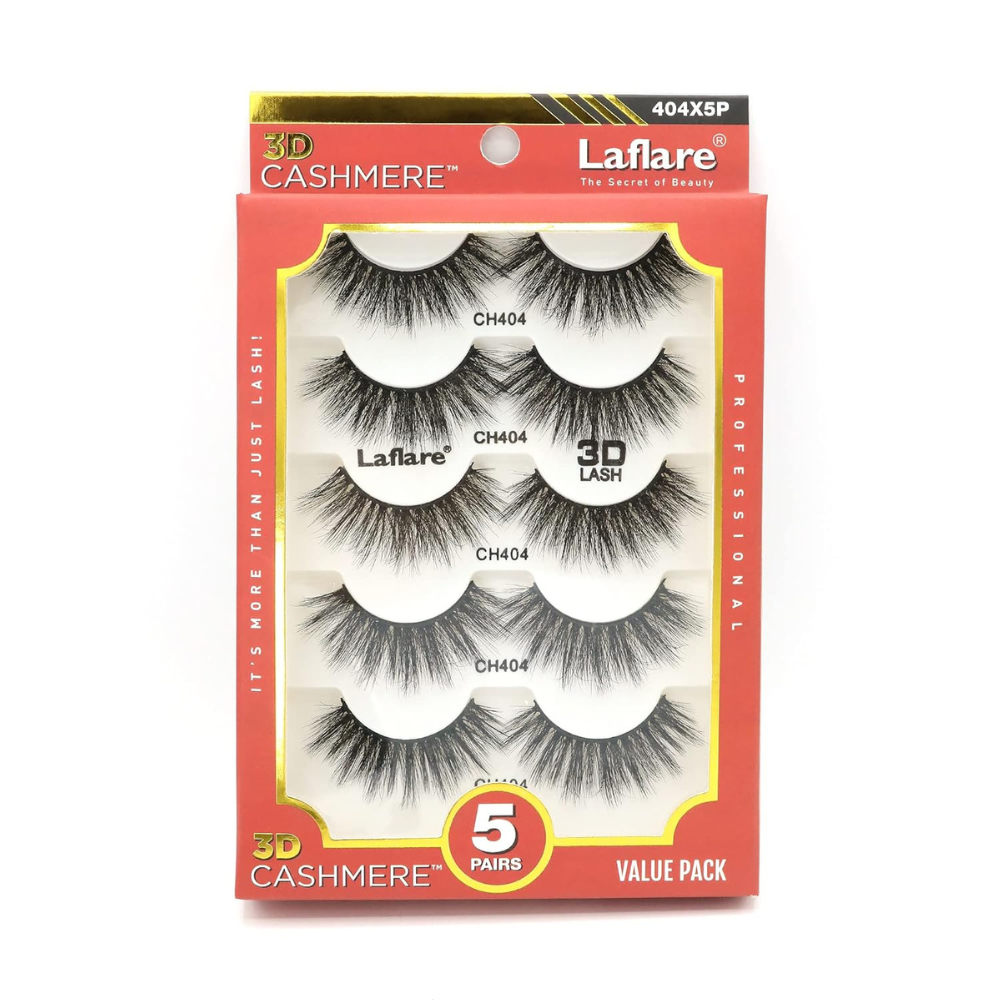 LAFLARE 3D cashmere eyelashes value pack five pairs layered black false lashes for reusable wear