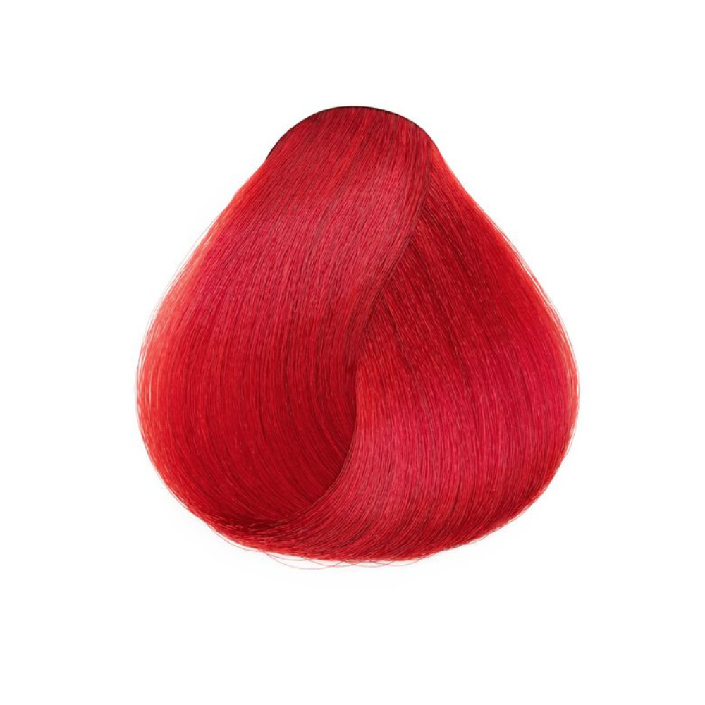 LOREAL red hair dye for dark hair vibrant crimson swatch showing rich glossy red shade on white background