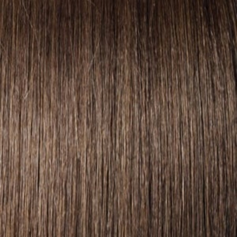 SENSATIONNEL medium brown color swatch for curly ponytail hair extension showing smooth straight strands