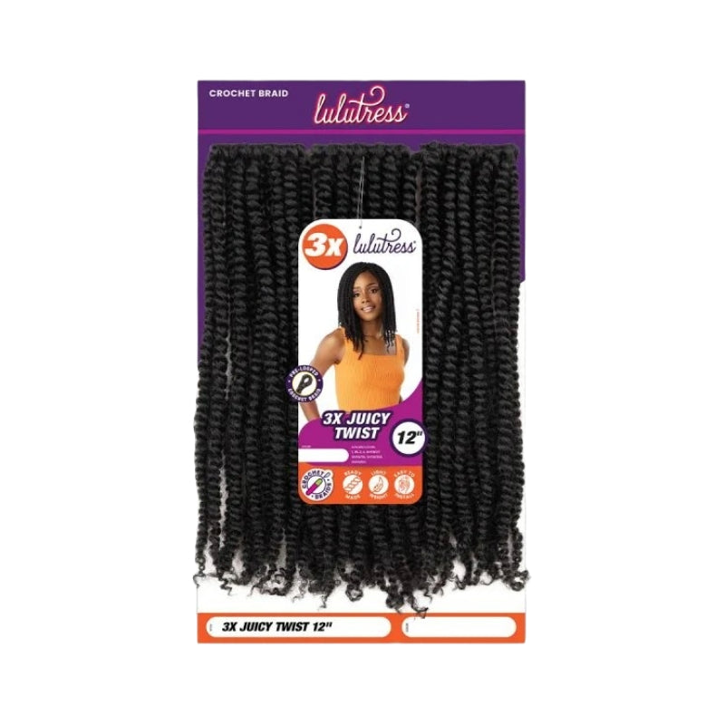 Sensationnel Lulutress Juicy Twist 12 inch braiding hair black crochet braid pack