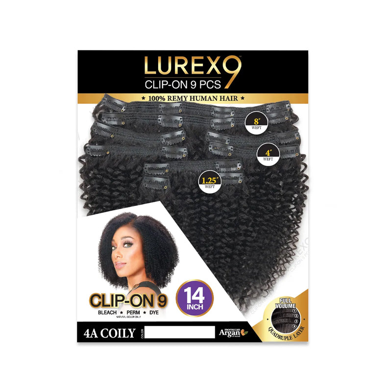 ROYAL IMEX 4A coily clip-in hair extensions 9 piece 14 inch black Remy human hair set