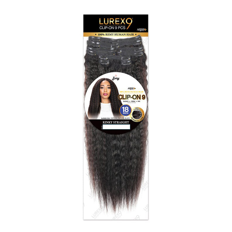 ROYAL IMEX Lurexo 9 piece 18 inch kinky straight clip-in hair extensions 100 percent Remy human hair