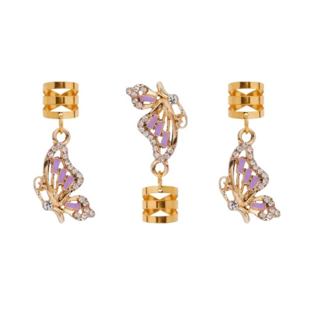 RED BEAUTY by KISS gold butterfly braid charms with crystals and barrel beads luxury braid charms for hair