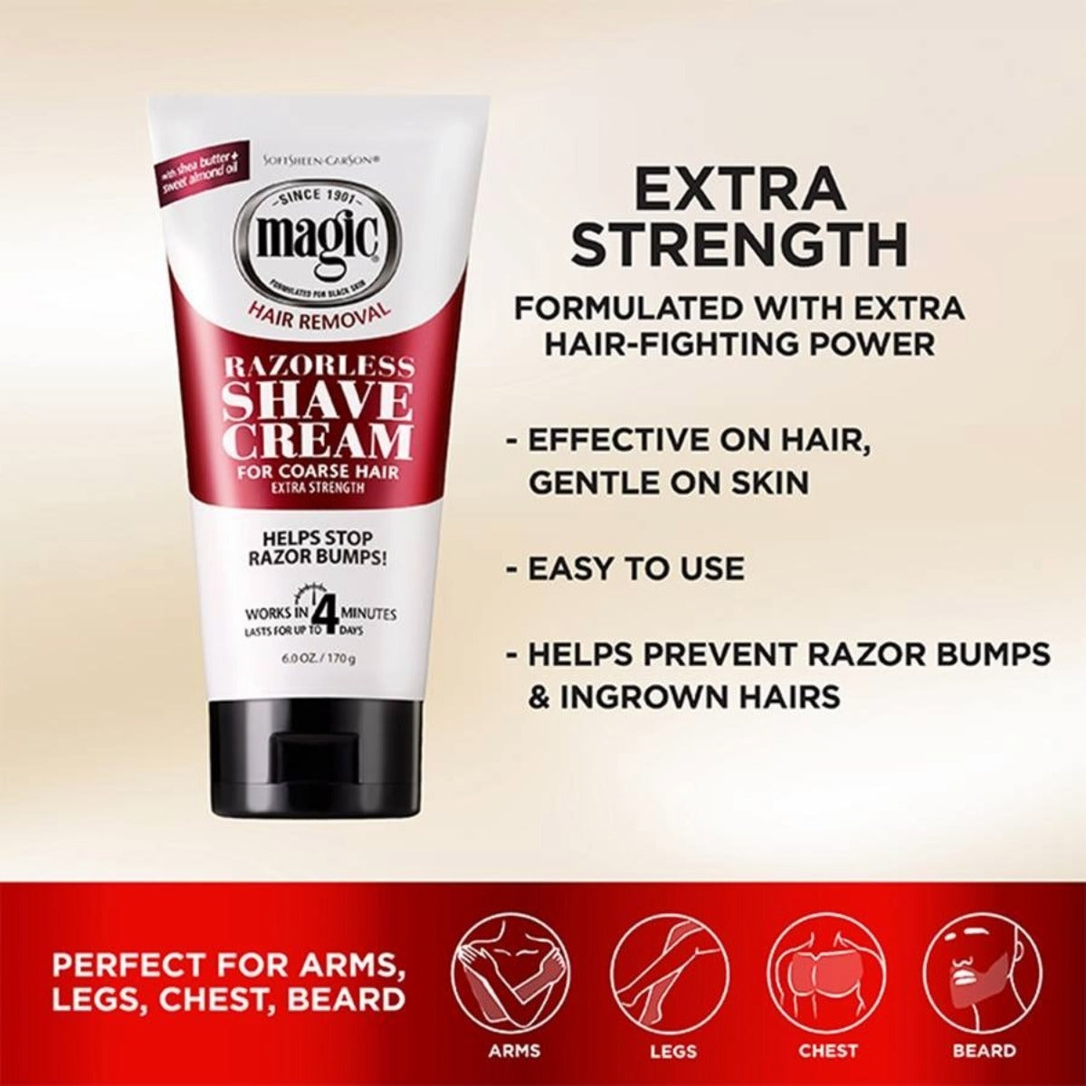 magic Razorless Cream Shave [Extra Strength] 6oz