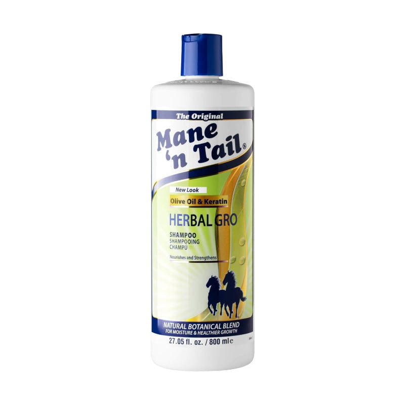 Mane N Tail Herbal Gro 27 oz bottle olive oil keratin shampoo white bottle with blue cap