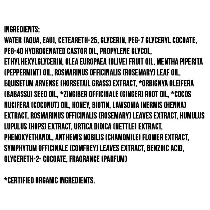 MIELLE rosemary mint edge gel ingredient label showing natural oils extracts and water base