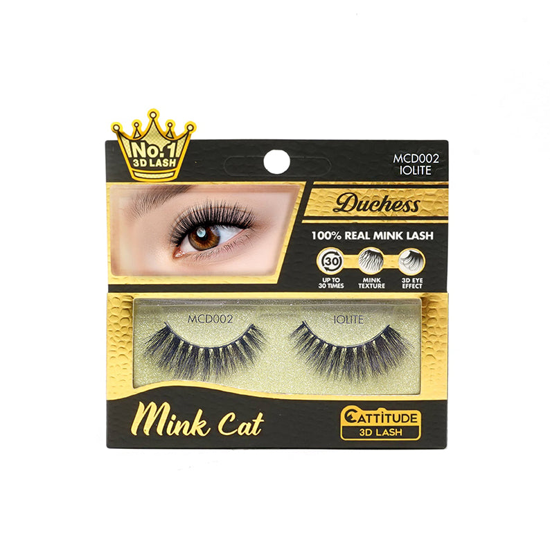 EBIN Mink Cat Duchess 100 percent real mink eyelash pack showing pair of 3D mink lashes for dramatic look