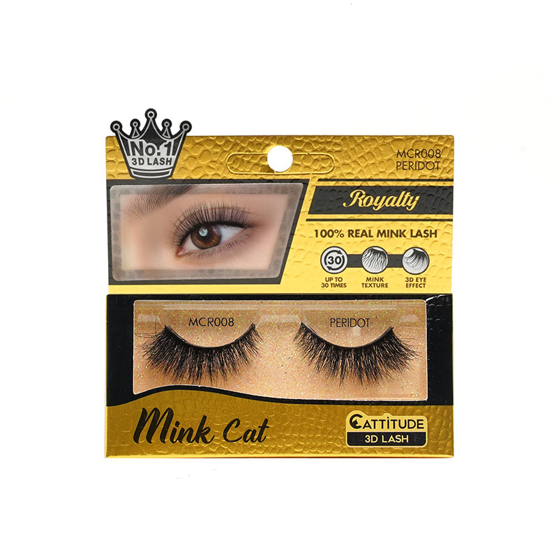 EBIN Royalty mink 3D lashes Mink Cat Peridot MCR008 100 percent real mink voluminous lashes for dramatic eye look