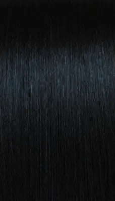 ROYAL IMEX Spanish curl clip-in hair extensions close up of smooth glossy black hair strands