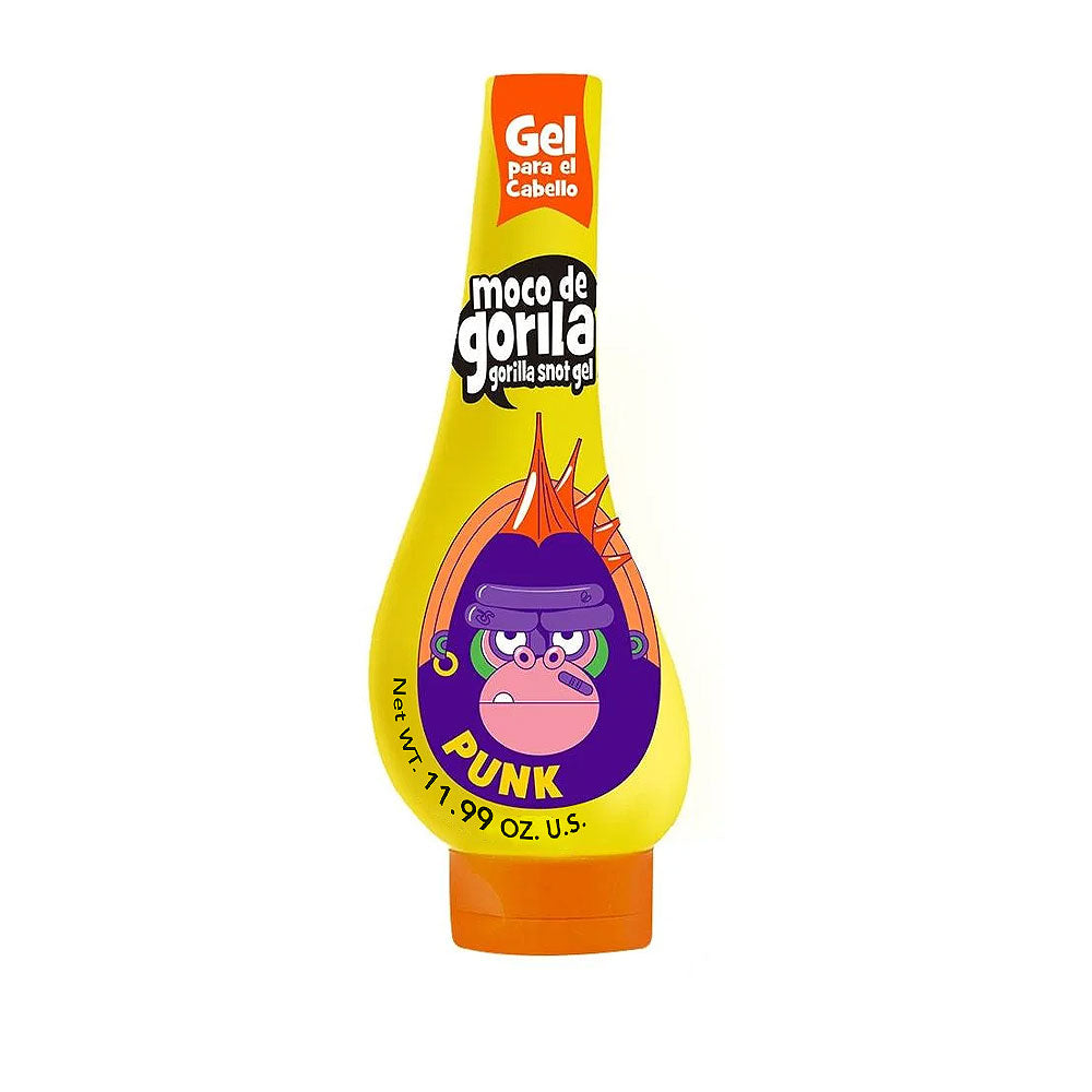 Moco de Gorila Punk strong hold hair gel in yellow and orange packaging with gorilla logo