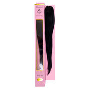 VIYA 100% virgin human hair ponytail extension long straight jet black displayed in pink box packaging