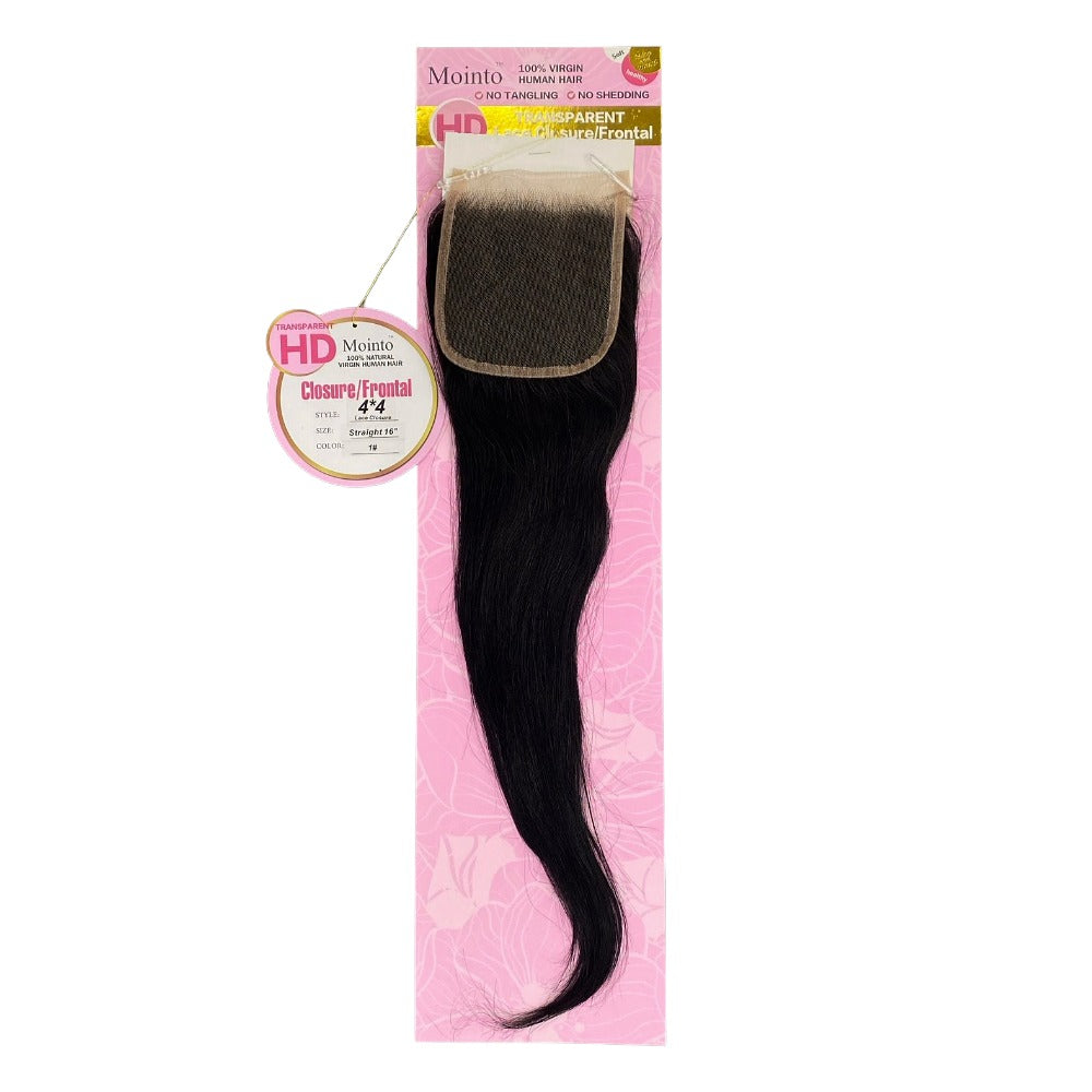 VIYA HD transparent 4x4 closure frontal with straight black human hair for natural styling