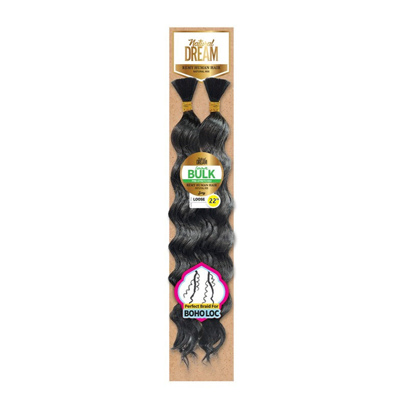 ROYAL IMEX natural human hair bulk extensions in loose wave 22 inch braids for Boho Loc style